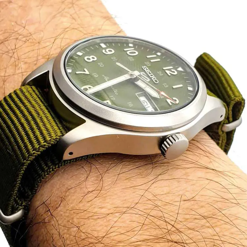 Seiko 5 Sports Field Green Dial Automatic Nylon Watch- SRPG33